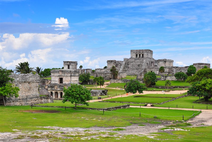 Maya ruins of Tulum on the Caribbean coast of Mexico
